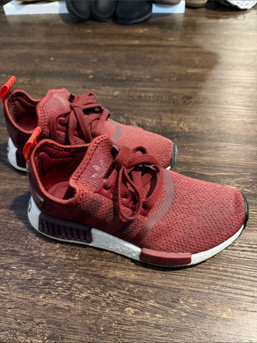 adidas Burgundy Red Knit NMD Low-Top Sneakers
